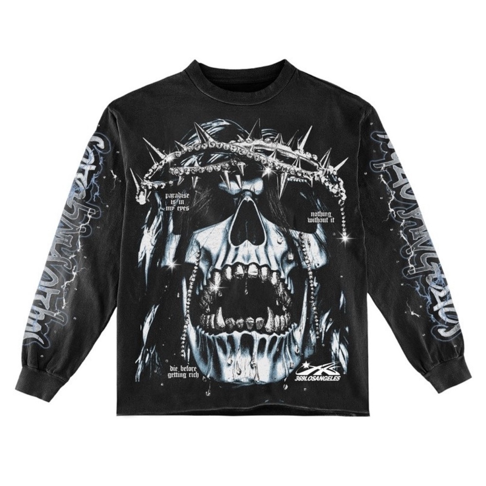 369 Los Angeles Bold Skull Graphic Long Sleeve Tee